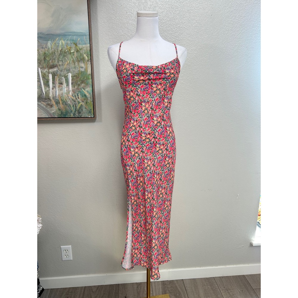 RESA Floral Maxi Dress XS Open Back Tie Strappy Y2K Cottagecore